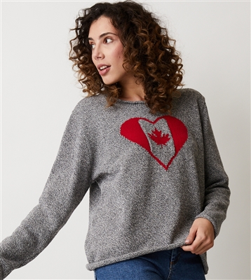 Cotton Canada Love Canada Sweater Grey Tweed with red Canada