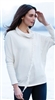 Cotton Ivory Cowl Neck Fringe Sweater IN STOCK in LG