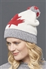 Cotton Canada Maple Leaf Slouchy Hat Ivory Grey Tweed Red Unisex