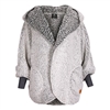 Jacket Fluffy Hooded Grey Two Tone