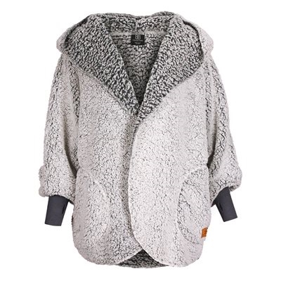 Jacket Fluffy Hooded Grey Two Tone