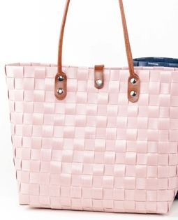 Woven Ribbon Tote Bag Blush Pink