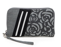 Jak's 3 in 1 Wallet Wristlet Crossbody Bag Black Charcoal Floral