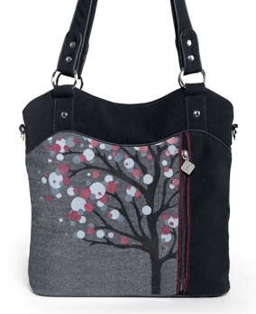 Jak's Hand Painted Tree Convertible Tote Bag or Backpack Burgundy