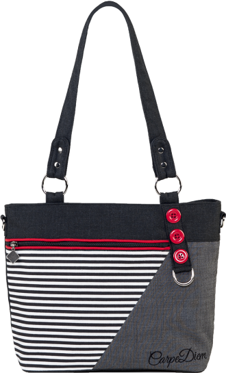 Jak's Blainville Tote Bag Striped Red and black