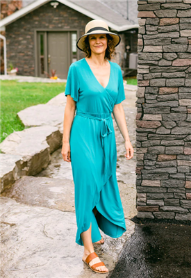 Bamboo Wrap Dress Turquoise