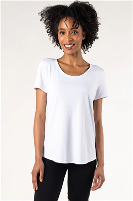 Bamboo T-shirt U Neck Short Sleeve White IN STOCK in XL