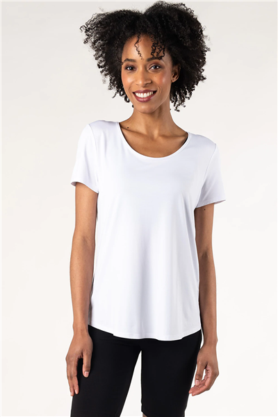 Bamboo T-shirt U Neck Short Sleeve White IN STOCK in XL