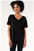 Bamboo T-shirt V Neck Short Sleeve Black