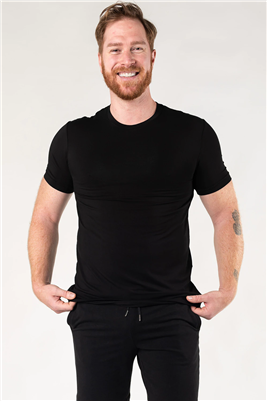 Bamboo T-shirt Men's Crew Neck Short Sleeve Black IN STOCK in M LG XL