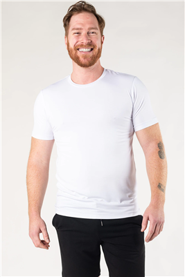 Bamboo T-shirt Men's Crew Neck Short Sleeve White IN STOCK in M LG XL