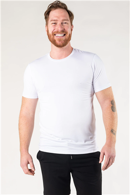 Bamboo T-shirt Men's Crew Neck Short Sleeve White IN STOCK in M LG