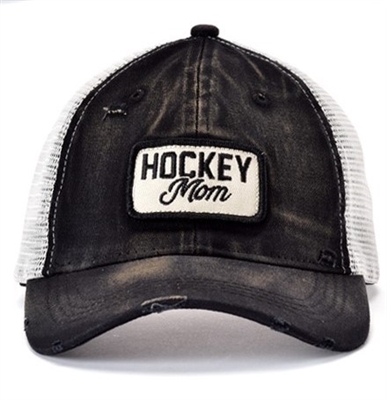 Distressed Women's Mesh Baseball Hat Hockey Mom