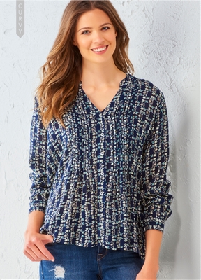 Rayon Pattern Blouse Plus Navy Floral