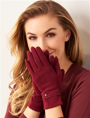 Touchscreen Knit Gloves with Button Detail