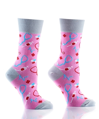 YoSox Socks Women's Crew Medical Pink