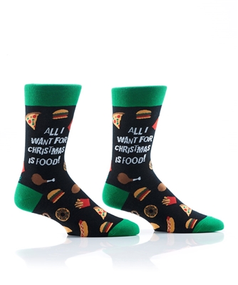 YoSox Men's Crew Socks All I Want For Christmas Is Food