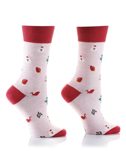 YoSox Women's Crew Socks Mini Christmas Eve