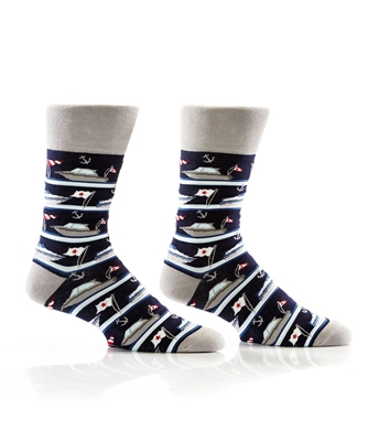 YoSox Men's Crew Socks Let's Go Boating