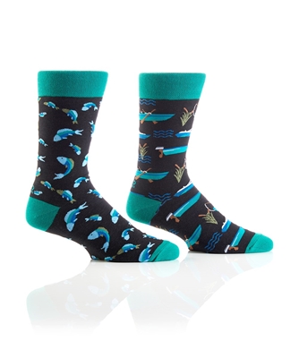 YoSox Men's Crew Socks Boats and Fish