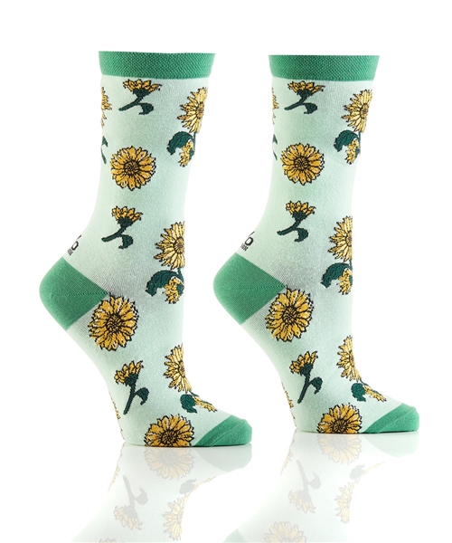 YoSox Women's Crew Socks Sunflowers