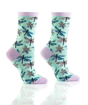 YoSox Women's Crew Socks Dragonflies