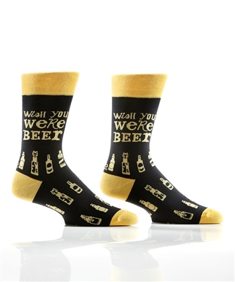 YoSox Men's Crew Socks Wish U Were Beer