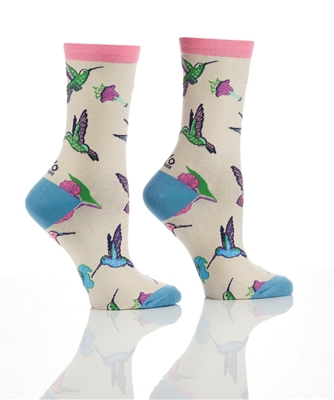 YoSox Women's Crew Socks Hummingbirds