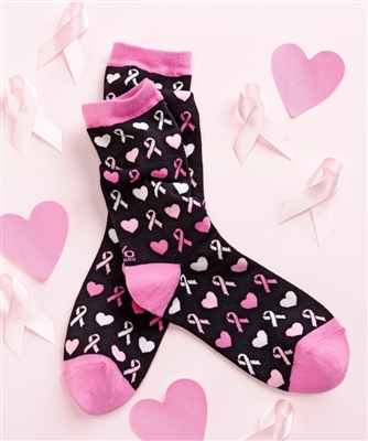 YoSox Women's Crew Socks Breast Cancer