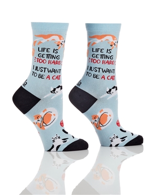 YoSox Women's Crew Socks Cat Life