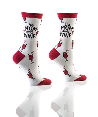 YoSox Women's Crew Socks This Mom Needs Wine
