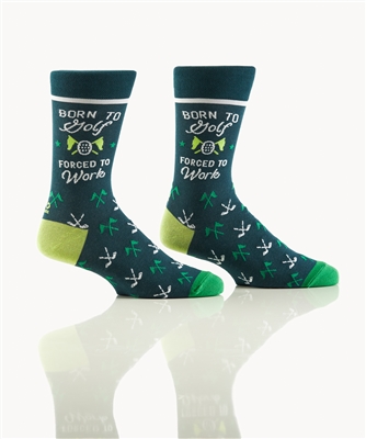 YoSox Men's Born To Golf Crew Socks