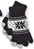 Touchscreen Knit Gloves with Snowflake Pattern Black