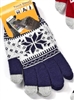 Touchscreen Knit Gloves with Snowflake Pattern Navy