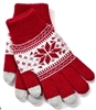 Touchscreen Knit Gloves with Snowflake Pattern Wine