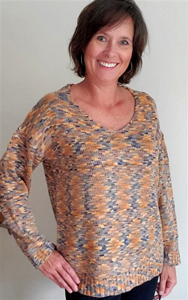 Orange and Blue Multi Over Size Sweater