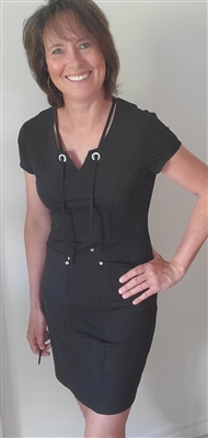 Nylon Dress Grommet Tie Detail Black
