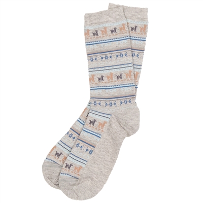 Alpaca Print Socks Grey