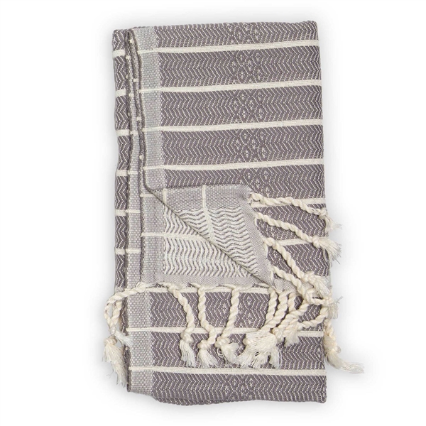 Turkish Hand Towel Bamboo Stripe Slate