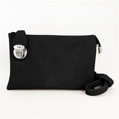 Convertible Clutch Crossbody Bag Linen Black