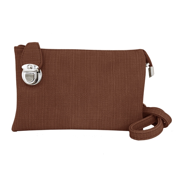 Convertible Clutch Crossbody Bag Linen Brown