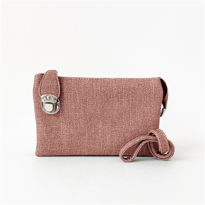 Convertible Clutch Crossbody Bag Linen Pink