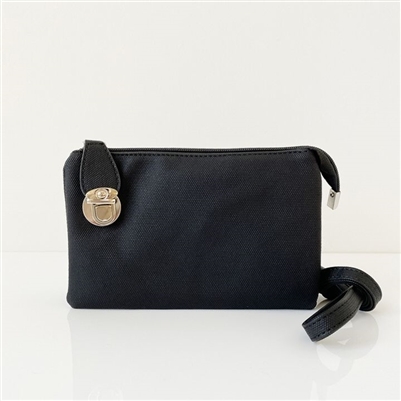 Convertible Crossbody Clutch Handbag Black Textured