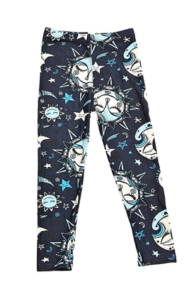 Brushed Soft Kids Leggings Moon and Stars M