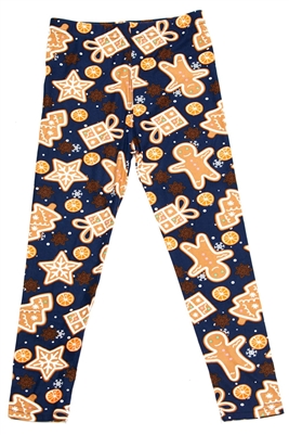 Brushed Soft Kids Leggings Gingerbread Man SM