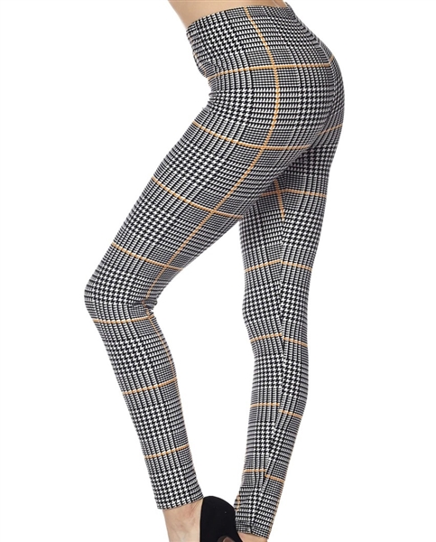 Brushed Soft Black and White Houndstooth Leggings 3X 5X