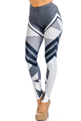 Contour Angles Graphic Double Brushed Leggings White - S/M