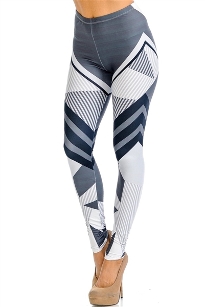 Contour Angles Graphic Double Brushed Leggings White - S/M