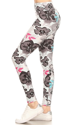 Morning Fresh Floral Soft Leggings Soft Blue S/M