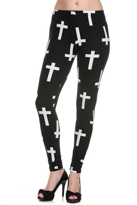 Junior's Cross Faith Black Athletic Workout Leggings Thights One Size + (XL-3XL)  at  Women's Clothing store